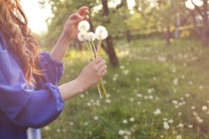 woman with dandelion